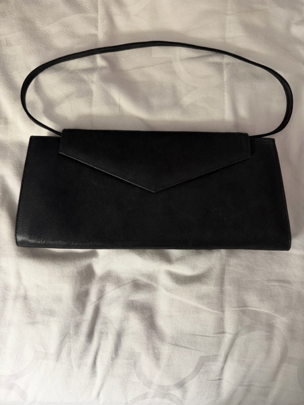 Elegant Black Envelope Clutch with Slim Shoulder Strap